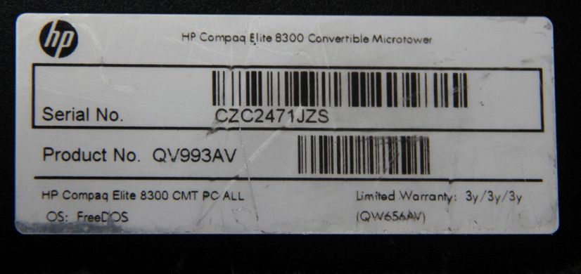 Системный блок HP 8300 (Tower) Intel® Core™ i3-3220 \ DDR3 4Gb \ HDD 250 Gb k.9126