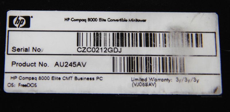 Системный блок "HP Compaq 8000" /Intel Core2 Duo 8400/DDR3 2Gb/HDD 250Gb (аналог Dell 780,380) k.9005